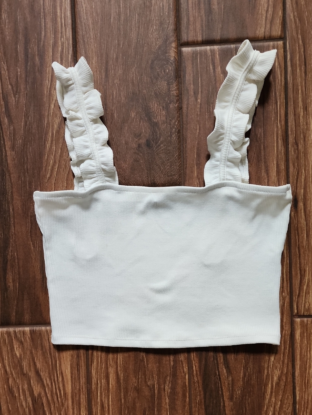Zara Cream Ribbed Tank Top with Scoop Neck